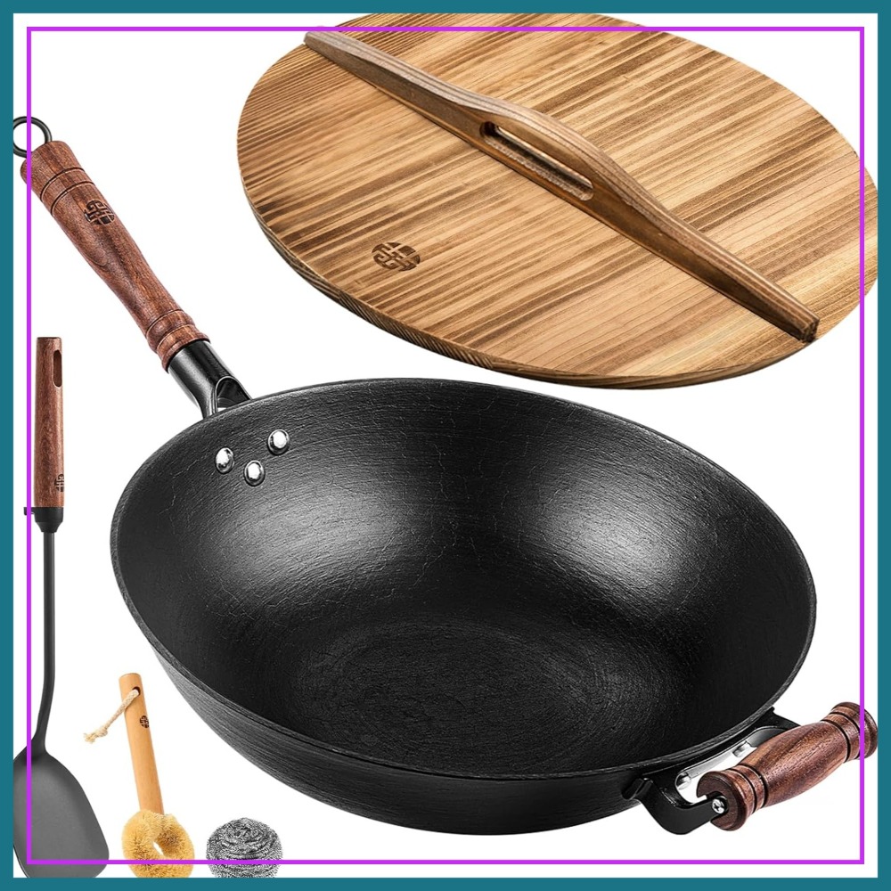Wok Electric Flat - 12.6 Inch Cast Iron Wok Pan