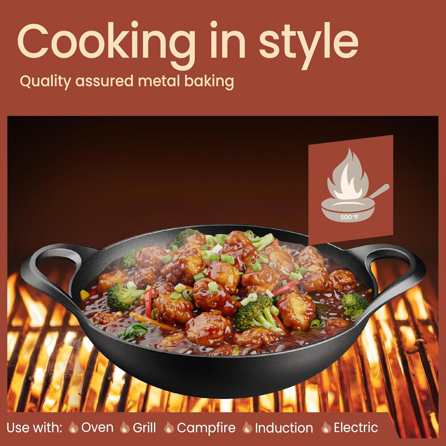 14-Inch Pre-Seasoned Cast Iron - Wok Electric Flat incelemesi ve fiyatı