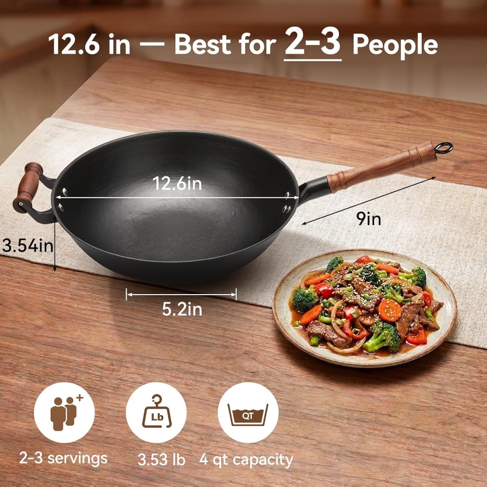 12.6 Inch Cast Iron Wok Pan wi - Wok Electric Flat incelemesi ve fiyatı