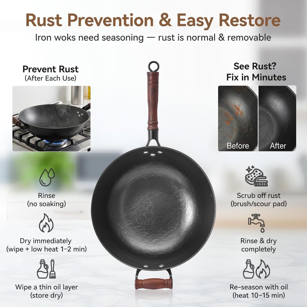 12.6 Inch Cast Iron Wok Pan wi - Wok Electric Flat incelemesi ve fiyatı
